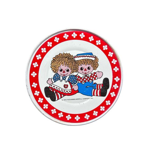 1972 Raggedy Ann & Andy Replacement Tin Toy Plate‎ Dish Vintage Has Scuffs - Picture 1 of 7